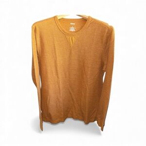 Sonoma Men's Size Large Golden Crewneck Thermal Waffle Knit Long Sleeve Shirt